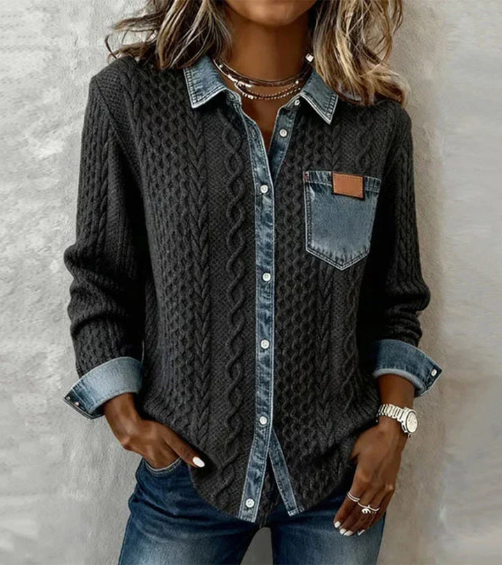 Riza | Strickjacke zum Knöpfen mit Zopfmuster
