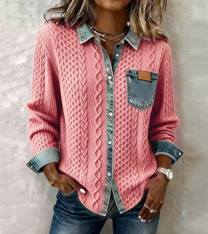 Riza | Strickjacke zum Knöpfen mit Zopfmuster