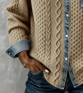 Riza | Strickjacke zum Knöpfen mit Zopfmuster