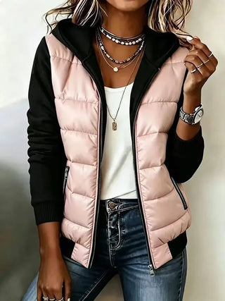 Mabyla | Wattierte Colorblock-Jacke mit Kapuze für Damen