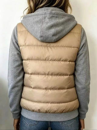 Mabyla | Wattierte Colorblock-Jacke mit Kapuze für Damen