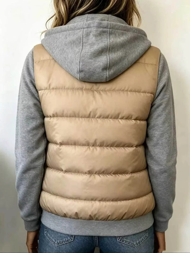 Mabyla | Wattierte Colorblock-Jacke mit Kapuze für Damen