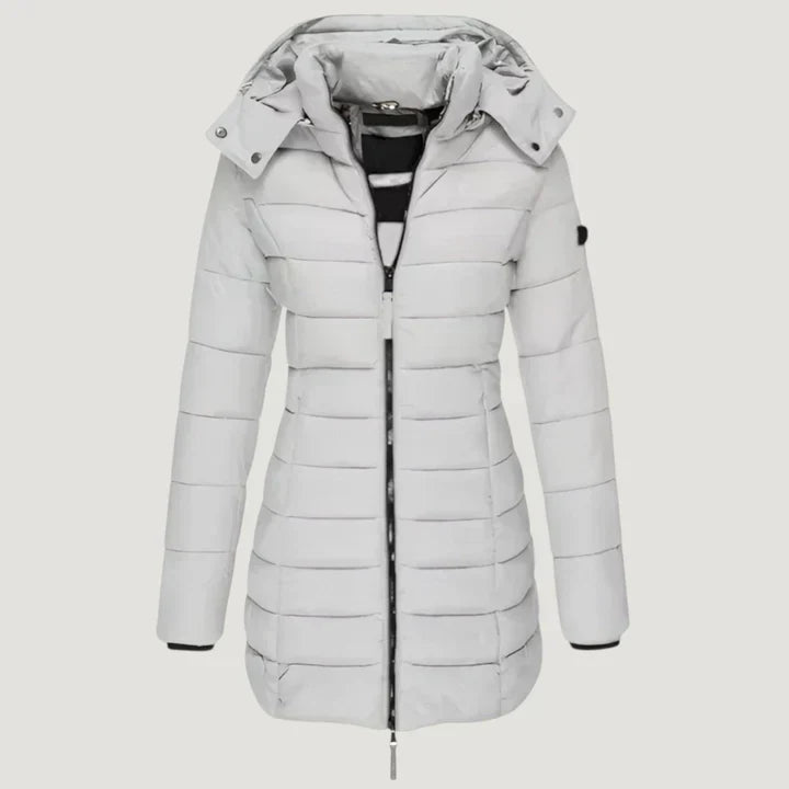 Mabyla | Lange Winterjacke mit Kapuze für Damen