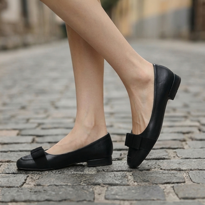 Camille Bogen Leder Ballerinas