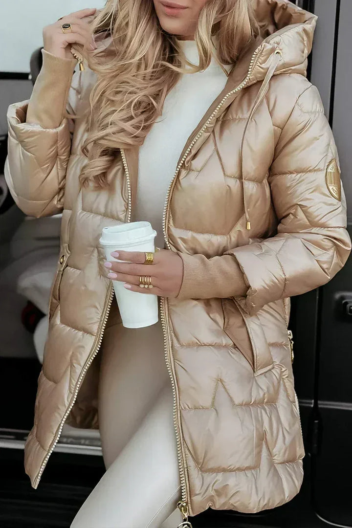 Mabyla | Satinierte Steppjacke mit Kapuze für Damen