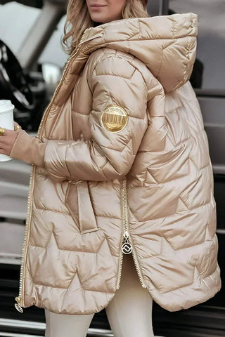 Mabyla | Satinierte Steppjacke mit Kapuze für Damen