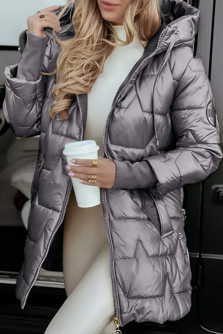 Mabyla | Satinierte Steppjacke mit Kapuze für Damen