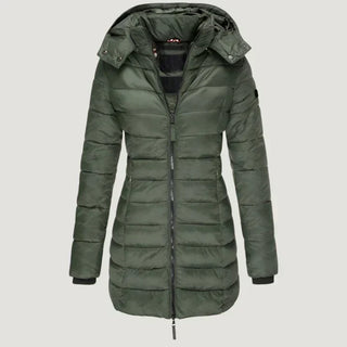 Mabyla | Lange Winterjacke mit Kapuze für Damen