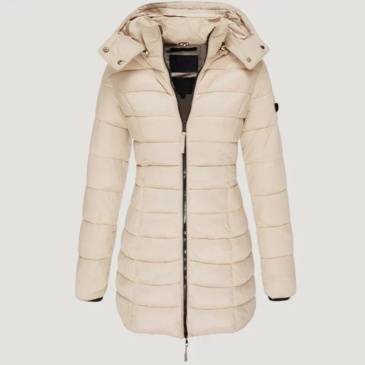 Mabyla | Lange Winterjacke mit Kapuze für Damen