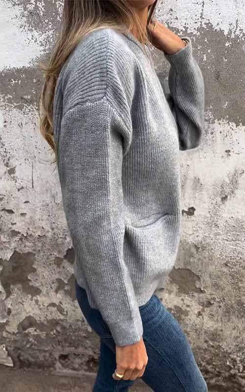 Mila | Strickjacke mit Reißverschluss und Tasche