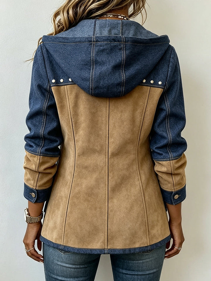 Mabyla | Kapuzenjacke in Marineblau und Camel für Damen
