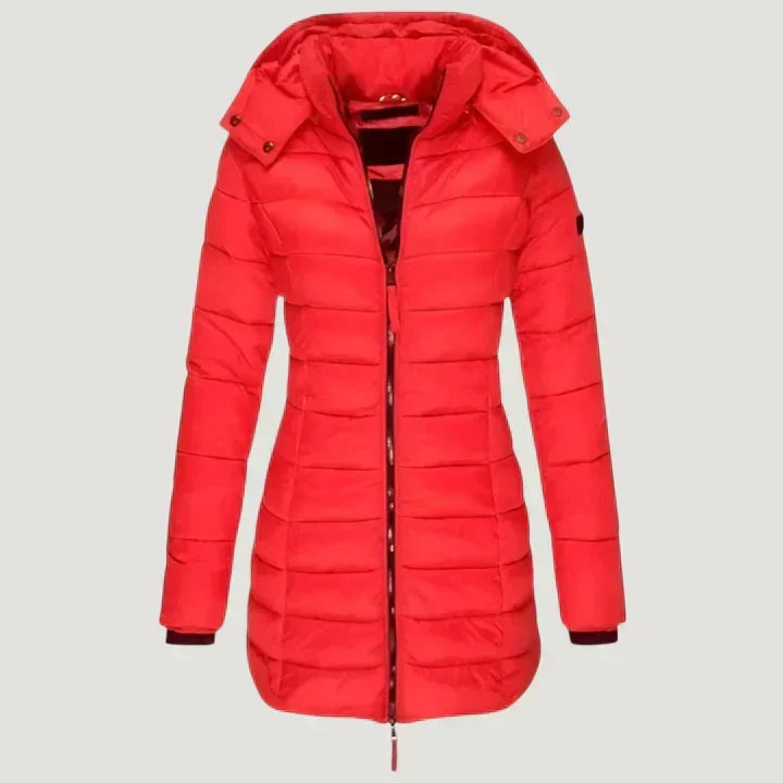Mabyla | Lange Winterjacke mit Kapuze für Damen