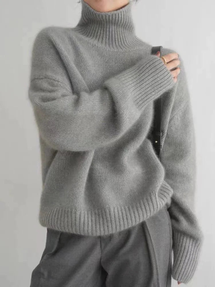 Mabyla | Oversized Damen-Rollkragenpullover aus weichem Strick