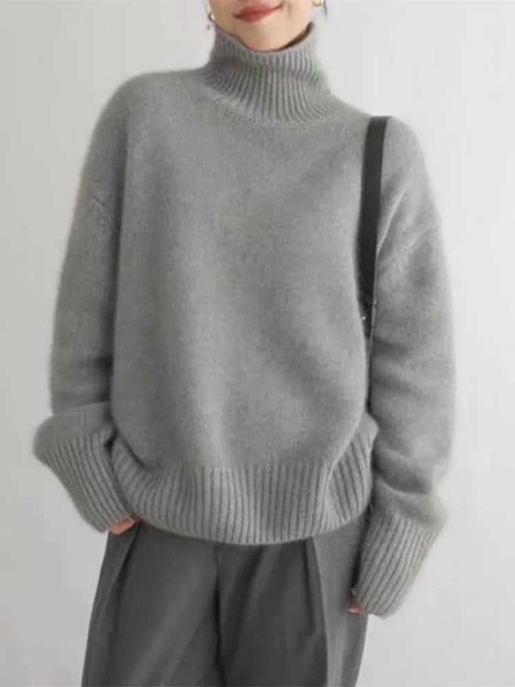 Mabyla | Oversized Damen-Rollkragenpullover aus weichem Strick
