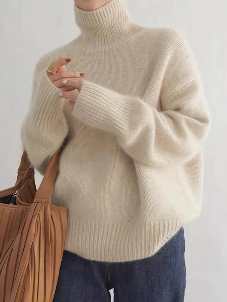 Mabyla | Oversized Damen-Rollkragenpullover aus weichem Strick